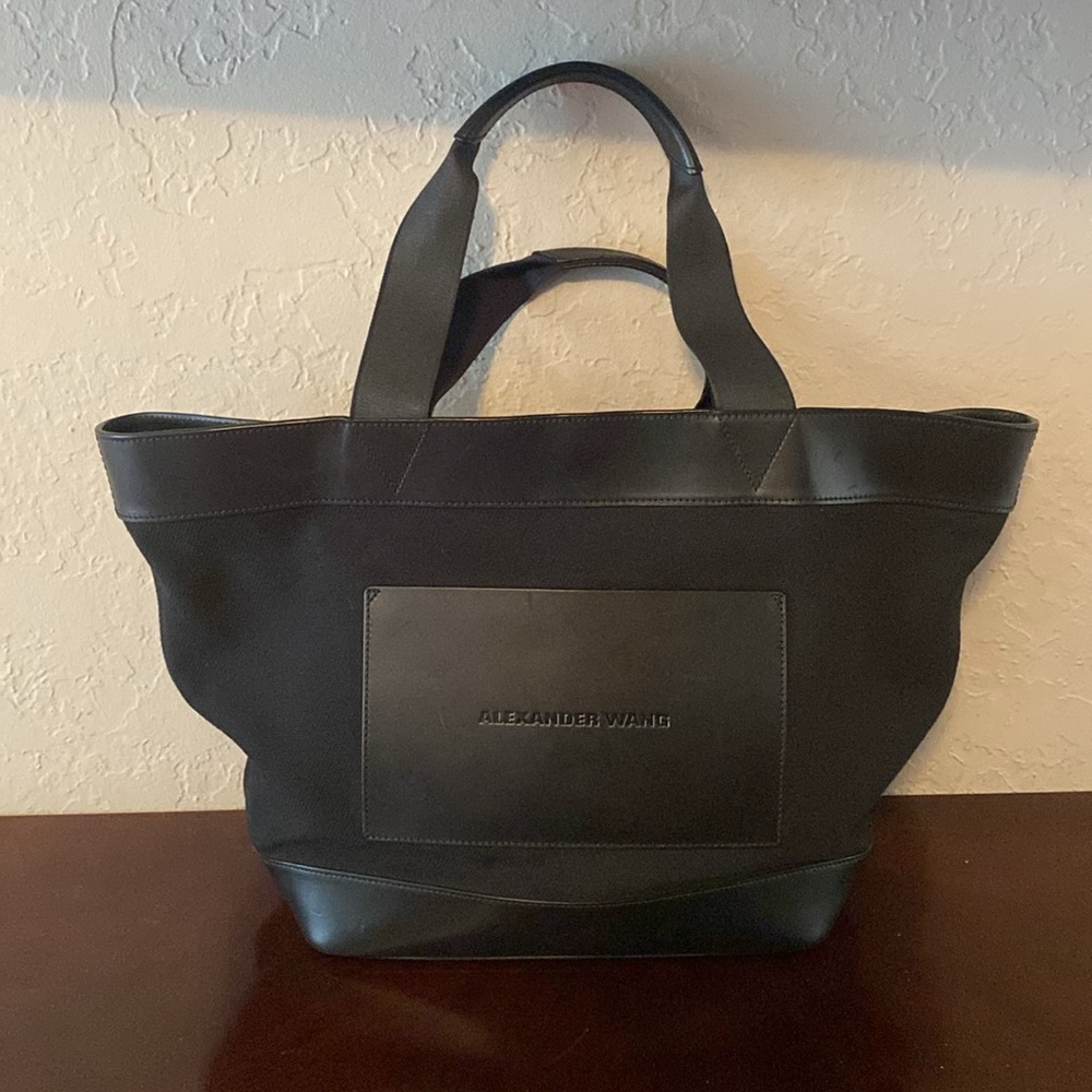 Alexander Wang Primal Leather Canvas Large Black Tote women like new